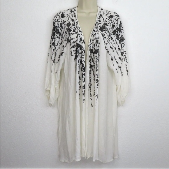 Free People One Cream/ Black Open Front‎ Duster Sz. ML - Picture 3 of 7